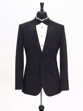 Nordstrom Rack 40L Black Blazer Sport Coat Tuxedo Jacket 2-Button Solid Y943